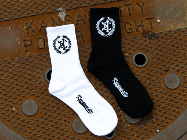 Krown City Crest Socks in Black & White