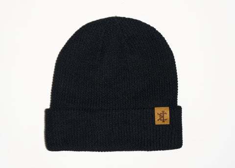 Waffle Knit Beanie in Black